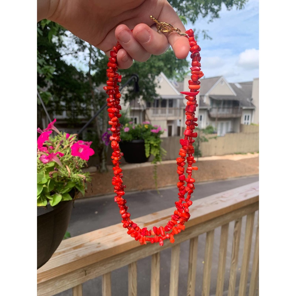 4Vintage Red Gemstone Layered Necklace | Red Agate Necklace |Red Jasper Necklace